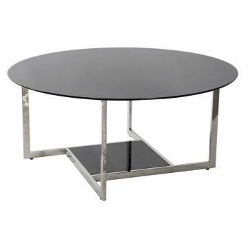 Table d'appoint - Marque inconnue - Style moderne argenté, noir, acier, verre - 100 cm