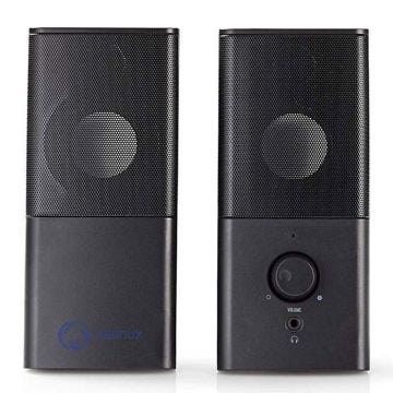 Enceintes Nedis Ksanux - Kit d'enceintes 2.0 (6W RMS) - Noir - Entrée de ligne audio - Haut-parleur 2" - Active
