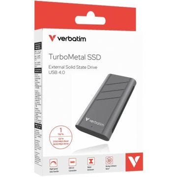 SSD Externe - VERBATIM - TurboMetal - 1 To - USB4 - 3 150 Mo/s Lecture - Aluminium