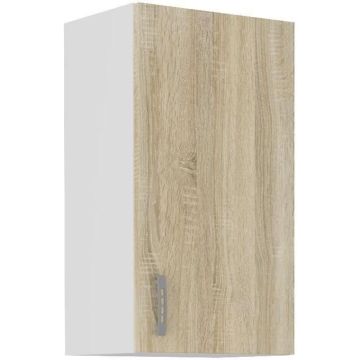 Meuble haut SARA - 1 porte - Décor chêne sonoma - L40xP31xH71,5 cm - Fabriqué en Pologne