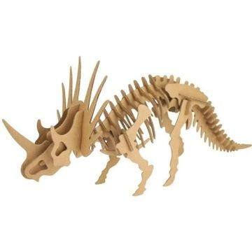 Maquette Dinosaure - MEGACREA DIY - Tricératops - 35 x 15 x 11 cm - Beige - Enfant