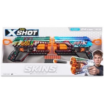 Pack Blasters - ZURU - XSHOT Skins Griefer 2PK - Blasters à canon rotatif avec tir à 27 mètres et 24 fléchettes incluses