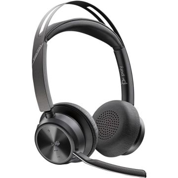 Poly Voyager Focus 2 Casque USB C certifié Microsoft Teams + adaptateur USB-C/A - Certification Microsoft Teams - Assistant Google