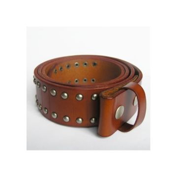 Ceinture en cuir véritable marron et rivet - 2XL 135cm - Largeur 3,7cm - Épaisseur 3mm