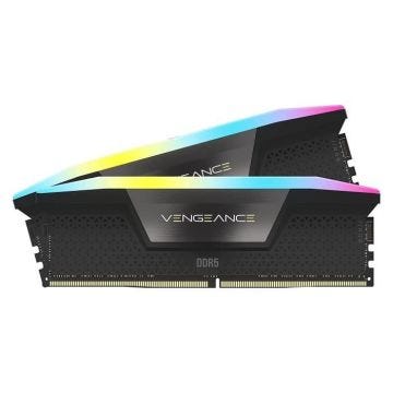 Mémoire RAM - CORSAIR - Vengeance RGB DDR5 RAM 64Go (2x32Go) 6400MHz CL32 Intel XMP Compatible iCUE  - Noir (CMH64GX5M2B6400C32)