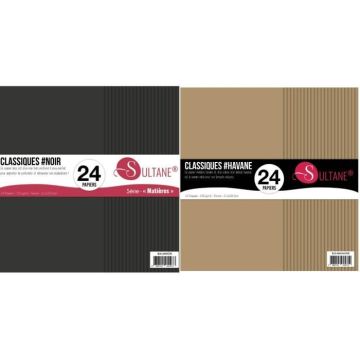 48 papiers Scrapbooking Havane + Noir - 300g/ m²