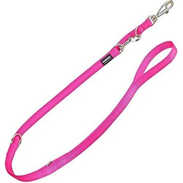 Laisse multiposition - RED DINGO - Correa lisse - Rouge - Nylon - Pour chien moyen