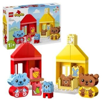 LEGO® 10414 DUPLO My First Mes Rituels Quotidiens - Le Repas et le Coucher, Jouet Social, 4 Figurines Animales