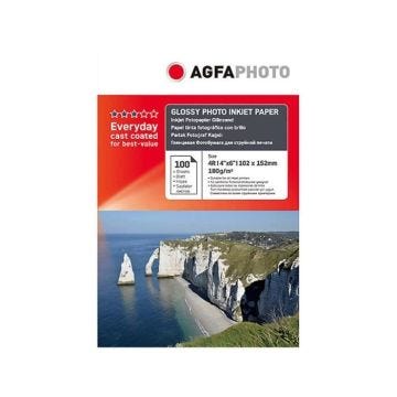 Papier photo A6 AgfaPhoto finition Brillant 180g Jet d'encre - AP180100A6