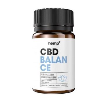 Lot de 2 x 40 Gélules CBD Concentration "BALANCE" Hemp+, CBD 50mg/Gélule, Broad Spectrum (sans THC), 100% Naturel. Ginseng. France.