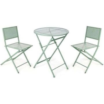 Ensemble de Table - IBERGARDEN - 2 Chaises - Vert - Rectangulaire - 2 Places