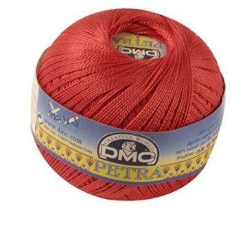 Fil DMC Petra, 100% coton, rouge vif, Taille 3