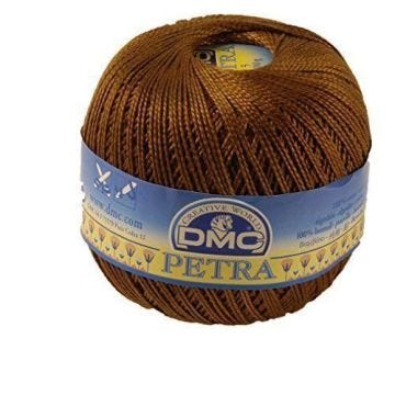 Fil DMC Petra, 100% coton, marron, Taille 8