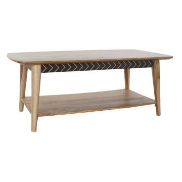 Table basse style moderne noir, naturel sheesham 117 cm