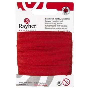 RAYHER Cordon en Coton Ciré Rouge