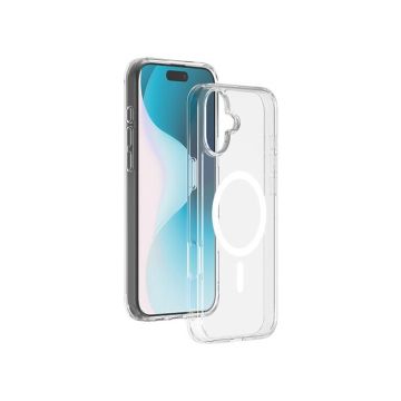 Coque hybride BigBen Connected compatible MagSafe pour iPhone 16 Plus Transparent