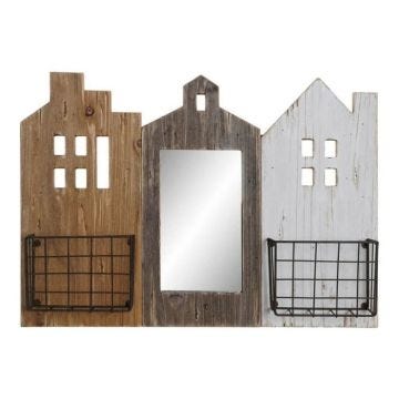 porte-revue style atlantique marron, blanc paulownia, métal, porte-revues