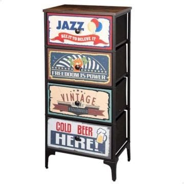 Commode - AKTIVE - Vintage - 4 Tiroirs - Bois MDF - 45x30x98 cm