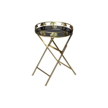 Table d'appoint en verre doré et métal - Blanc - 49 x 49 x 72 cm
