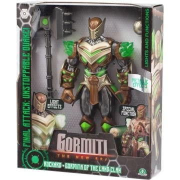 Figurine articulée - GORMITI - Gormiti avec attaque lumineuse Terre - Rockard - 27 cm - À partir de 4 ans - GRV074