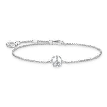 Bracelet - THOMAS SABO - Bracelet Thomas Sabo argent symbole peace empierré - Couleur de la matière:Blanc Taille/Longueur:19 cm
