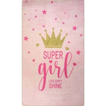 Tapis - SUPER GIRLS - 80x150 cm - Antidérapant - Lavable en machine - Doux au toucher
