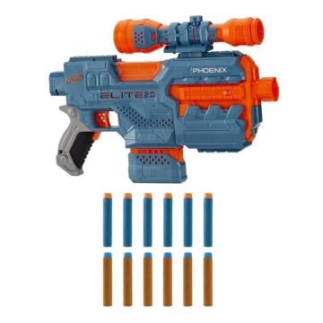NERF - Elite 2.0 - Blaster motorisé Phoenix CS -6 - 12 fléchettes NERF - viseur - rails tactiques - points de fixation
