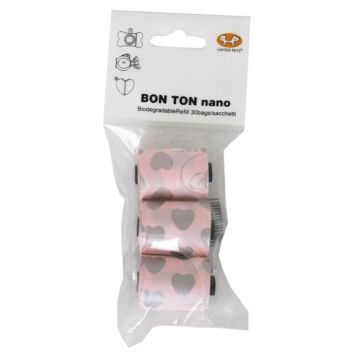 Sacs ramasse-crottes - Bon Ton - Nano - Compostables - 3 rouleaux - Rose