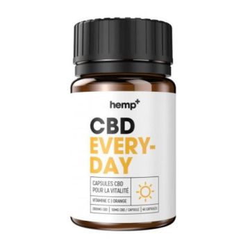 Lot 2 x 40 Gélules CBD "EVERY-DAY" Hemp+, CBD 50mg/Gélule, Broad Spectrum (sans THC), 100% Naturel. Vitamine C. Fabriquée en France.