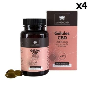 60 Gélules CBD Full Spectrum 3000mg 4 boîtes