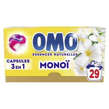Capsule Lessive 3en1 Tahiti au MonoÏ OMO la boite de 29 capsules