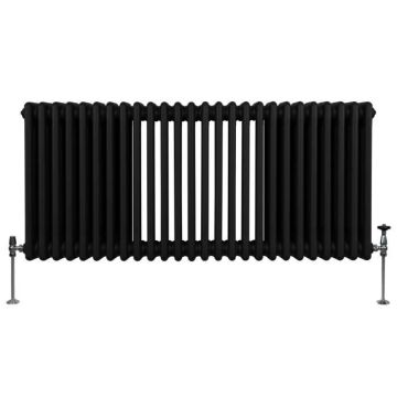 Radiateur Traditionnel à 3 Colonnes Chauffage Horizontal Noir 600 x 1192mm