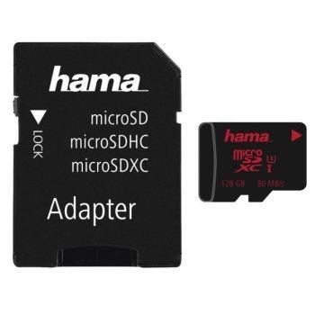 Carte mémoire - HAMA - microSDXC 128 Go - Classe 3 - Vitesse de lecture 80 Mo/s