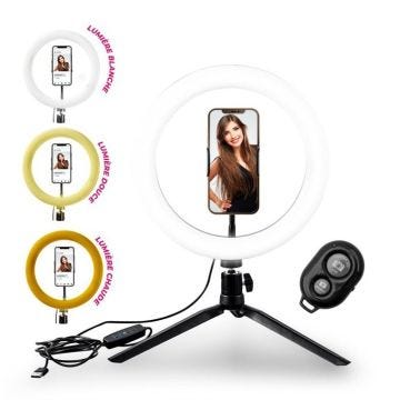 Trépied selfie avec anneau lumineux 3 couleurs RL1 Wi-Light