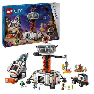 LEGO® 60434 City La Station Spatiale et la Base de Lancement de Fusées, Jouet sur L'Espace, avec Robot et 6 Minifigurines