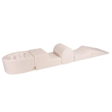 MeowBaby® Aire De Jeux en Mousse BOUCLE Blanc 4 éléments avec piscine à balles 57x45x30cm Blanc/Transparent