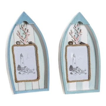 Cadre photo DKD Home Decor Barco Bois MDF (2 pcs) (10 x 10 x 15 cm)