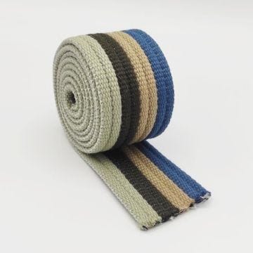 Sangle en coton épais 10 mètres 38mm 4 couleurs bleu marron clair anthracite beige pour sacs bagages couture anse bandoulière