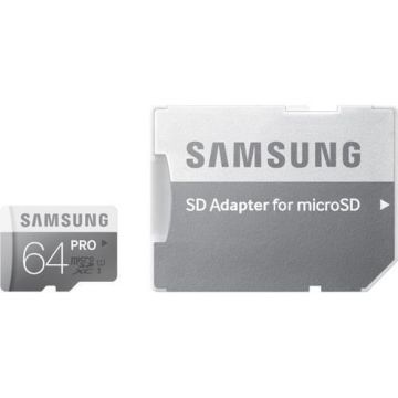 SAMSUNG Carte mémoire micro SD Pro - 64Go - avec adaptateur SD - Classe 10