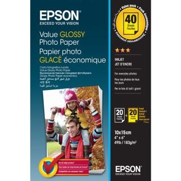 Epson Value Photo Paper Glossy Brillant 100 x 150 mm 20 feuille(s) papier photo (pack de 2) pour Expression Premium XP-900…