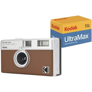 Appareil photo jetable - Kodak - Ektar H35 - Marron - Film Kodak Ultramax 24 poses - Flash intégré