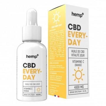 Huile CBD Vitalité "EVERY-DAY" 3000mg (10%) Hemp+, sans THC. Vitamine C. Huile de support MCT. Fabriquée en France. (30ml).