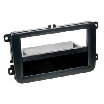 Support autoradio 1Din compatible avec Seat Leon VW Golf 5 Golf 6 Skoda Octavia - Noir - avec vide-poche