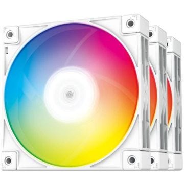 DEEPCOOL - FC120 ARGB (Blanc) - Pack 3 Ventilateurs PC - 3x120mm - ARGB - 500-1800 RPM - <28 dBA - 61,91 CFM - Blanc