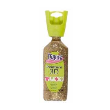 Peinture 3D - Diam's - Or Pailleté - 37 ml - Tube Pratique - Effet Relief Saisissant