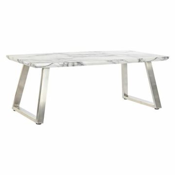 Table basse moderne - Urban Blanc - Argenté - Acier 120 cm