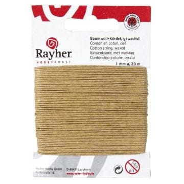 Cordon en Coton Ciré - RAYHER - Or - 1mm - 20 mètres