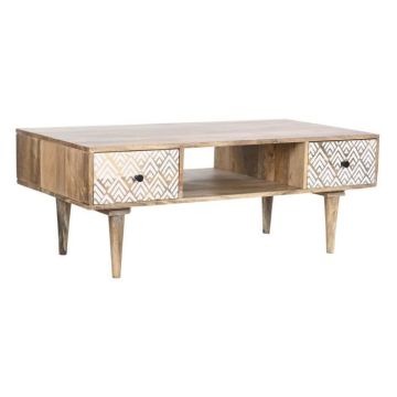 Table basse style boho - Item Home - Blanc mangue - 120 cm - Naturel