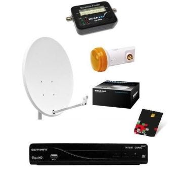Kit Parabole 60 cm + SERVIMAT VEGA TNT SAT + LNB + 20m Cable Coaxial + Satfinder + Support mural
