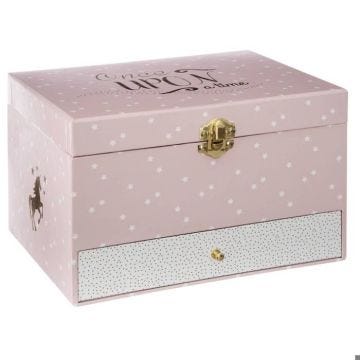 Boîte musicale "Licorne" H14 cm - Rose - Atmosphera createur d'interieur
